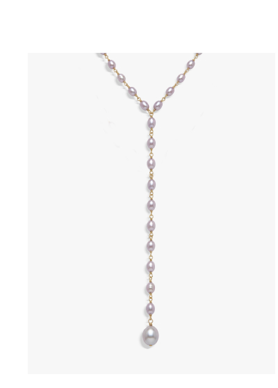 Damselfly Drop Pearl Lariat