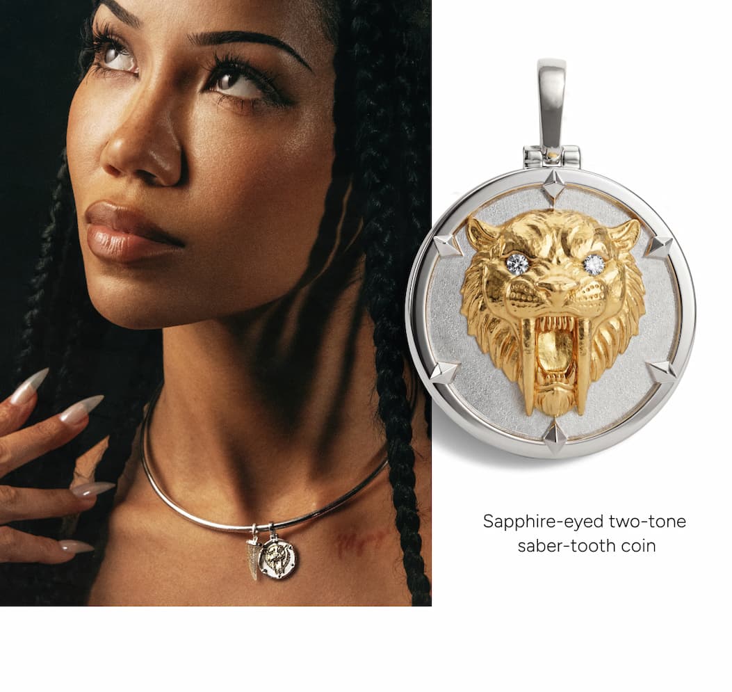 Sapphire Saber-Toothed Cat Pendant