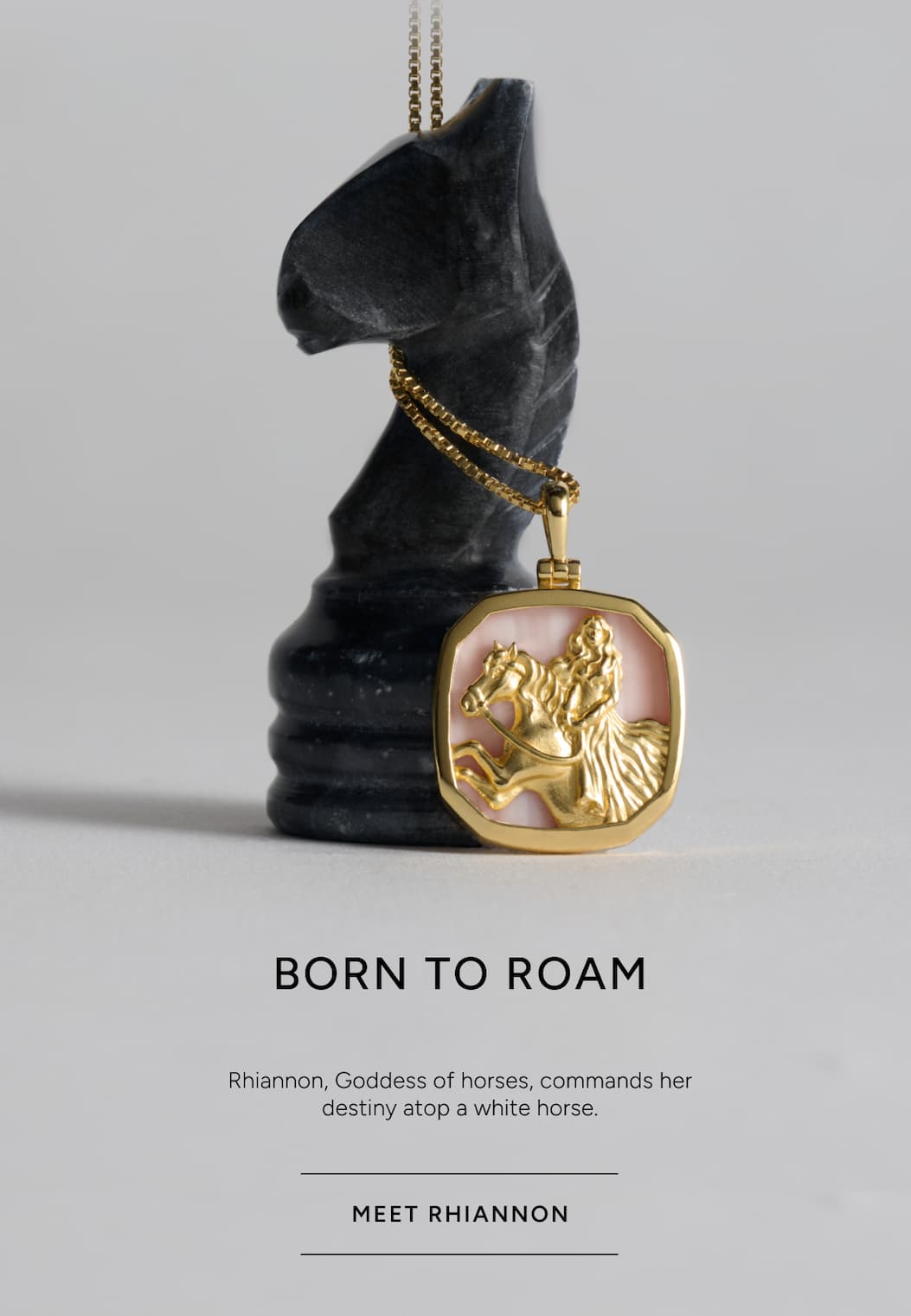 Rhiannon - Goddess of horses, commands her destiny atop a white horse.