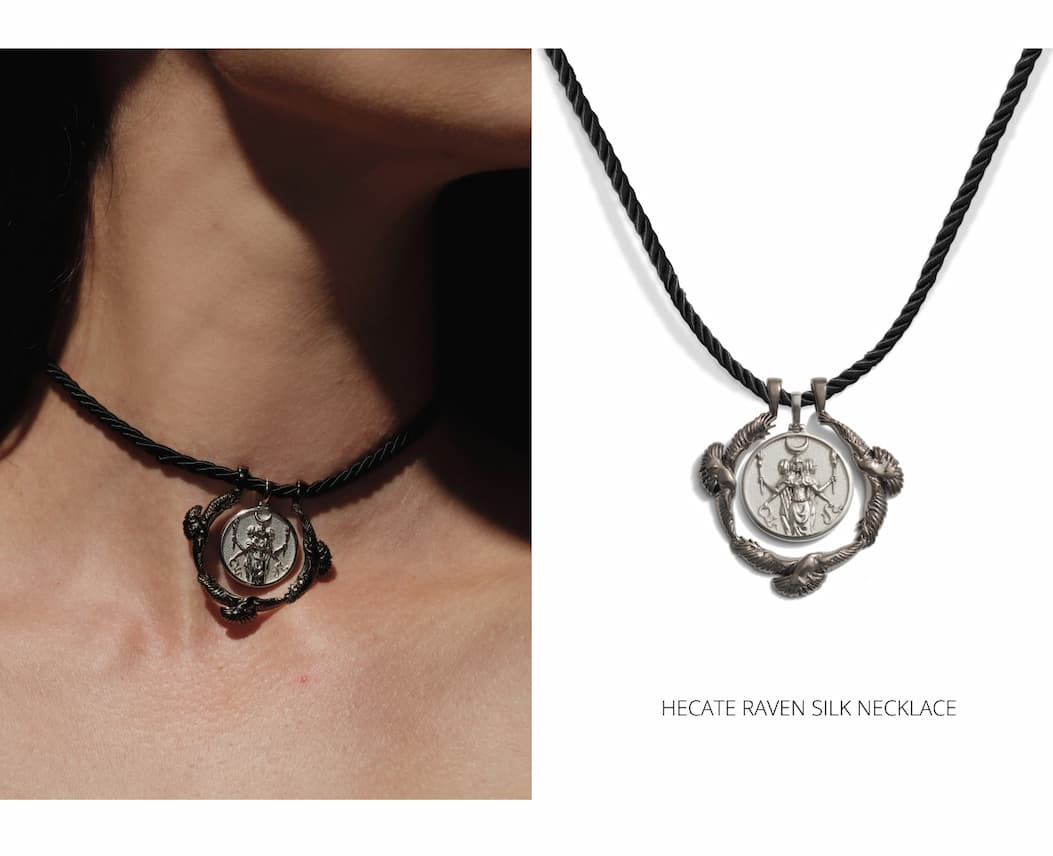 Hecate Raven Silk Necklace