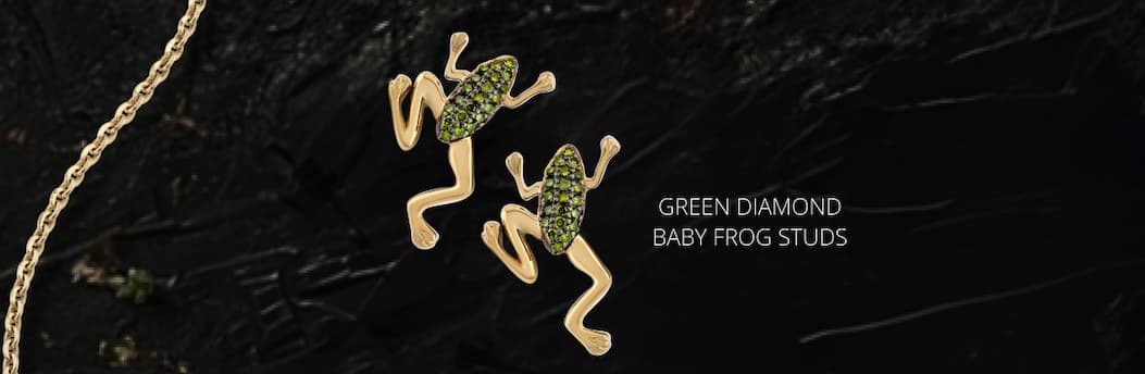 Green Diamond Baby Frog Studs