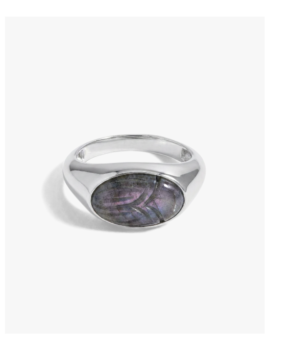 Carved Gemstone Deathwatch Beetle Ring