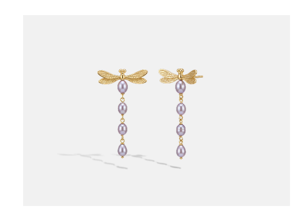 Metamorphic Damselfly Pearl Earrings