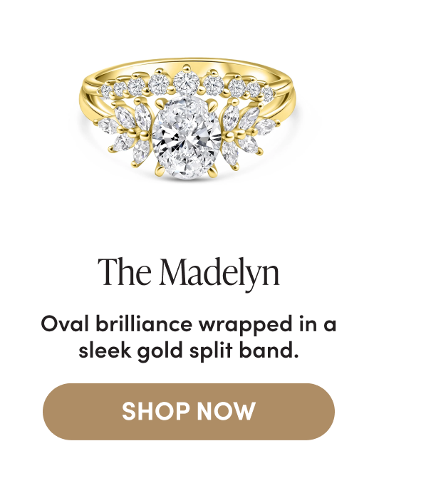 THE MADELYN | OVAL BRILLIANCE WRAPPED IN A SLEEK GOLD SPLIT BAND | SHOP NOW