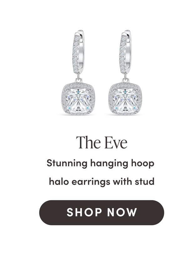 The Eve - Stunning hanging hoop halo earrings with stud. Shop Now.