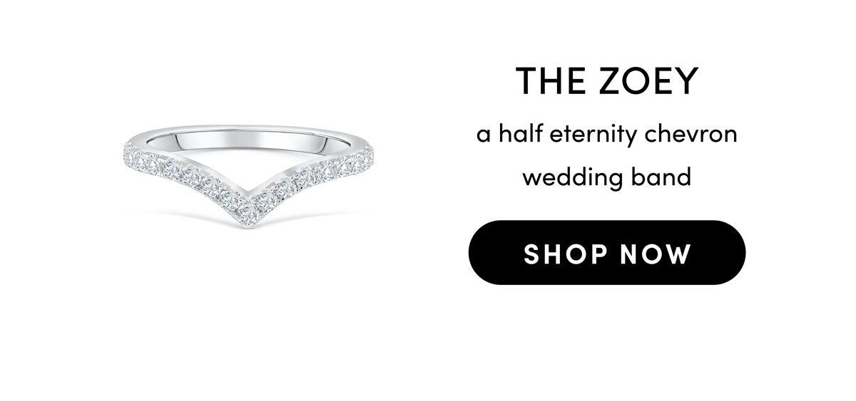The Zoey. A half eternity chevron wedding band.