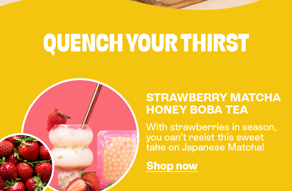 Strawberry Matcha Honey Boba Tea