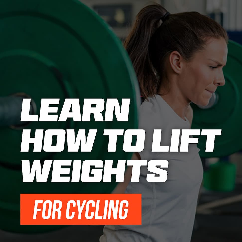Graphic promoting our latest training tip about weightlifting for cycling power 