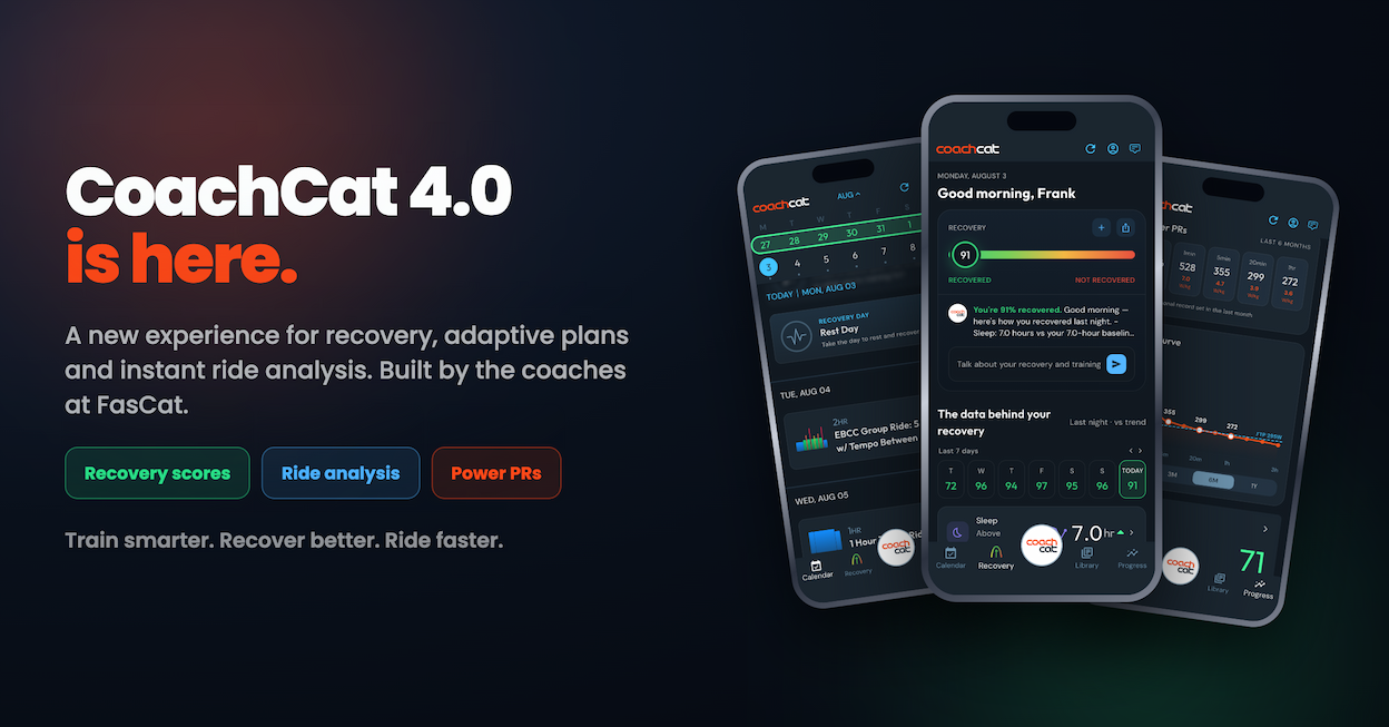 Graphic promoting Ask A FasCat CoachCat App 