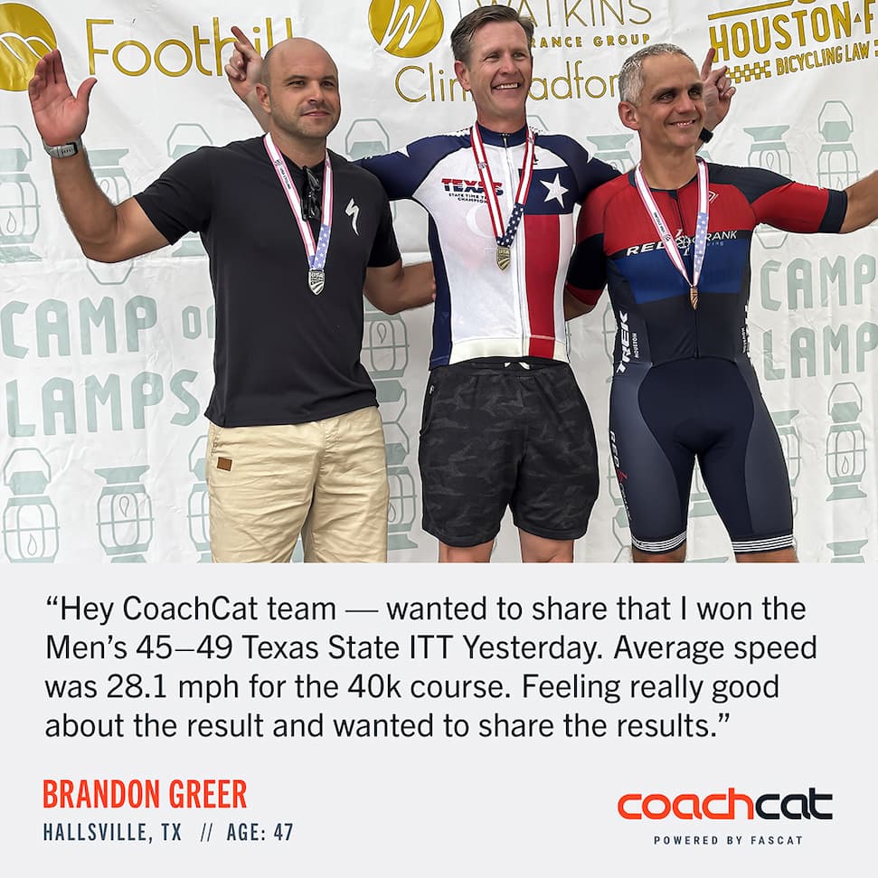 Graphic of a CoachCat athlete testimonial 