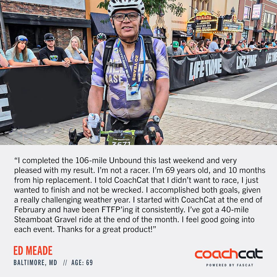 Graphic of a CoachCat athlete testimonial 
