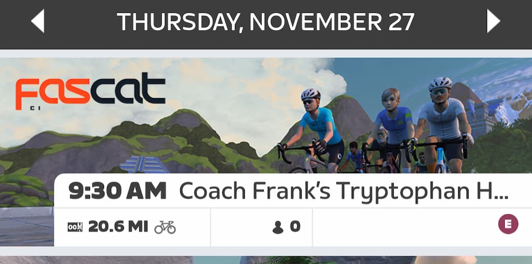 Ride with the FasCat CEO tomorrow on Zwift