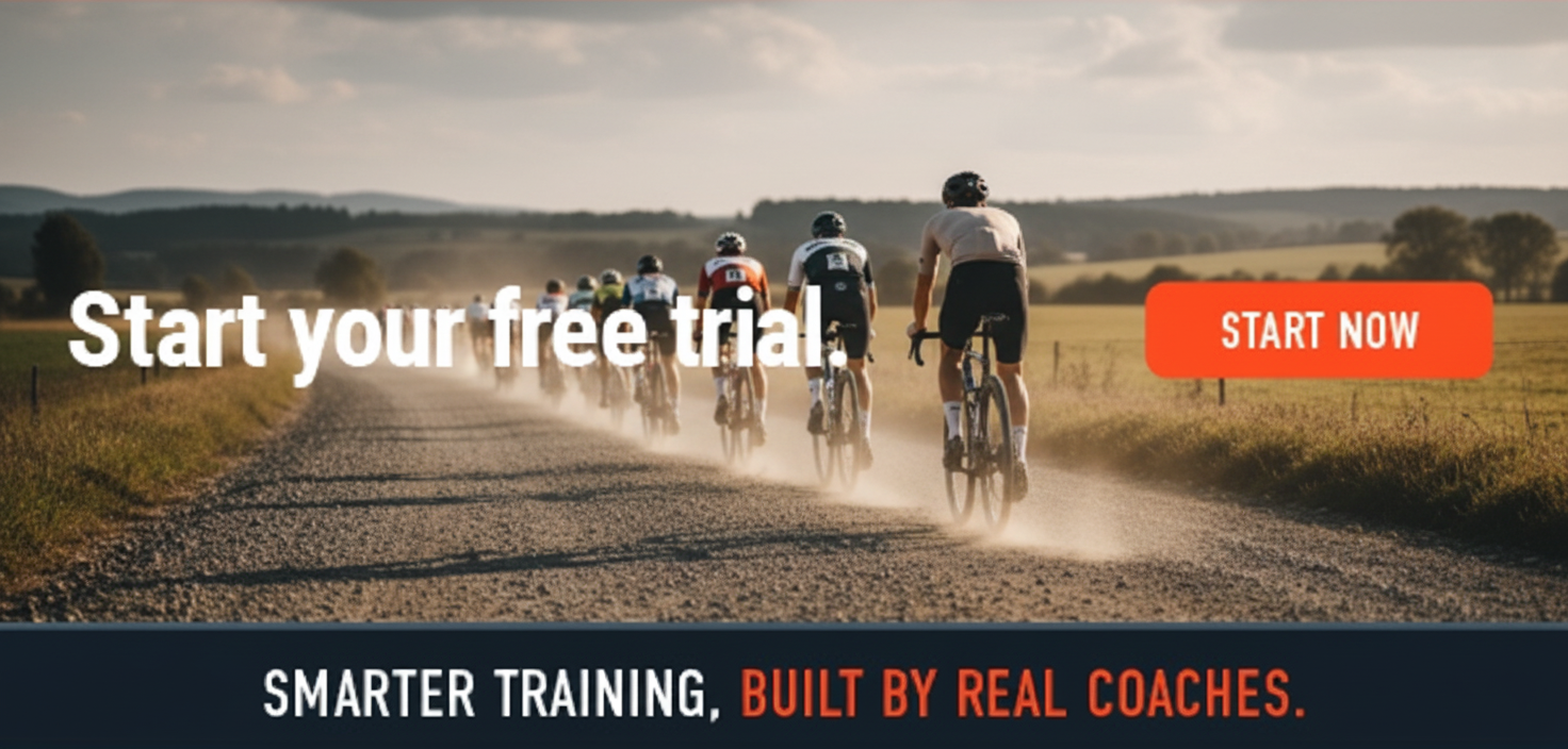 an image of a group of bicyclists riding down a dirt road