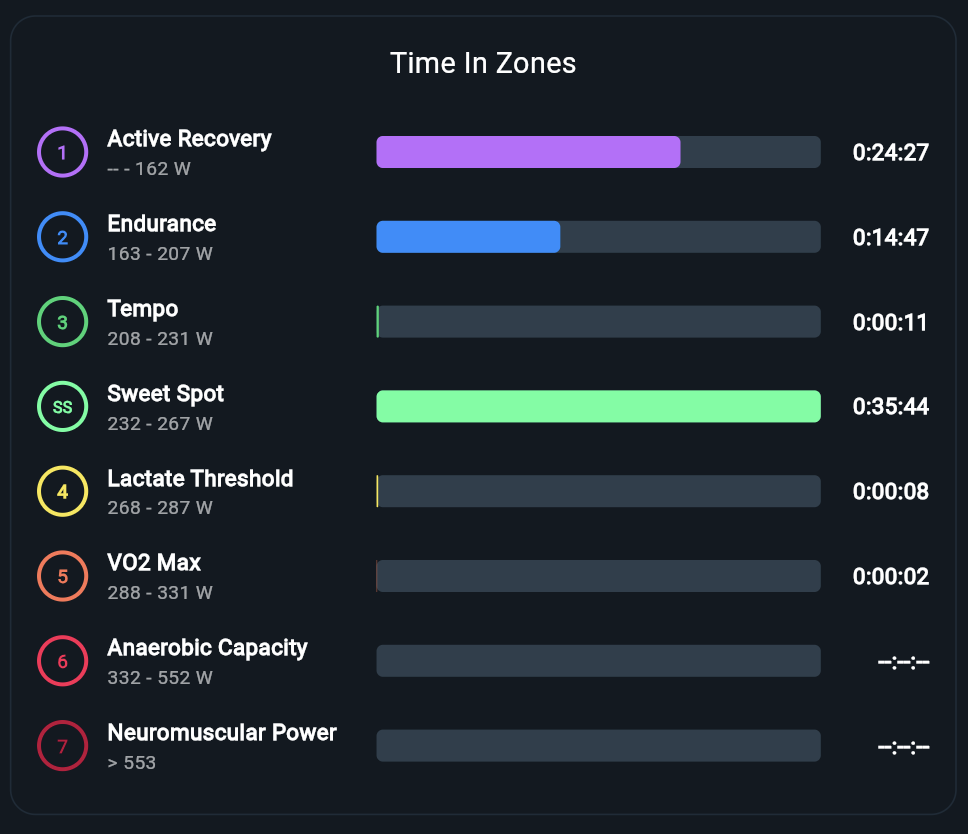 Screenshot of an executed workout in the CoachCat app. 
