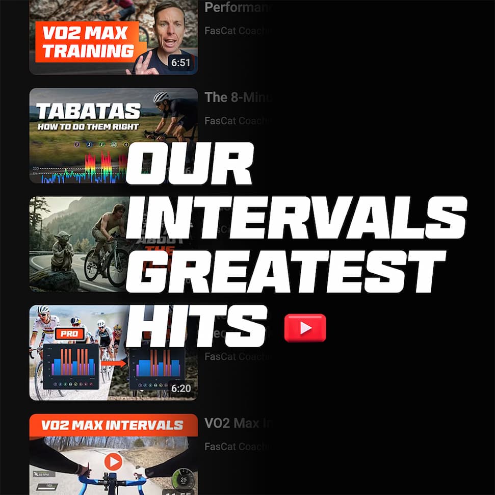 A graphic promoting FasCat's Greatest Intervals videos on YouTube 
