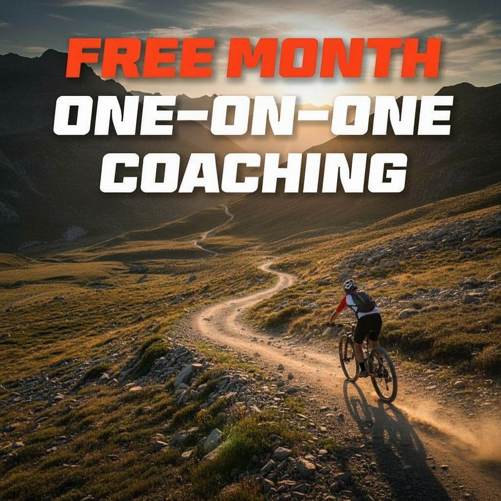 an image of a man riding a bike down a dirt road