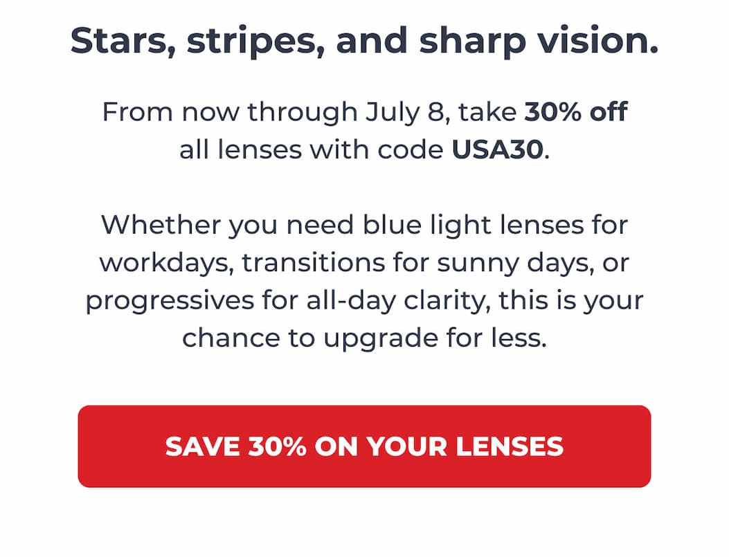Save 30% On your Lenses