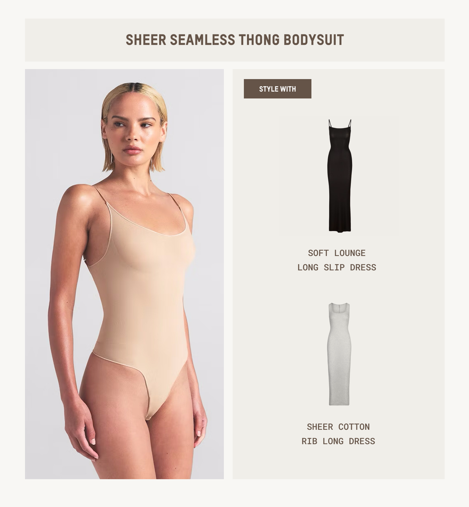 SHEER SEAMLESS THONG BODYSUIT