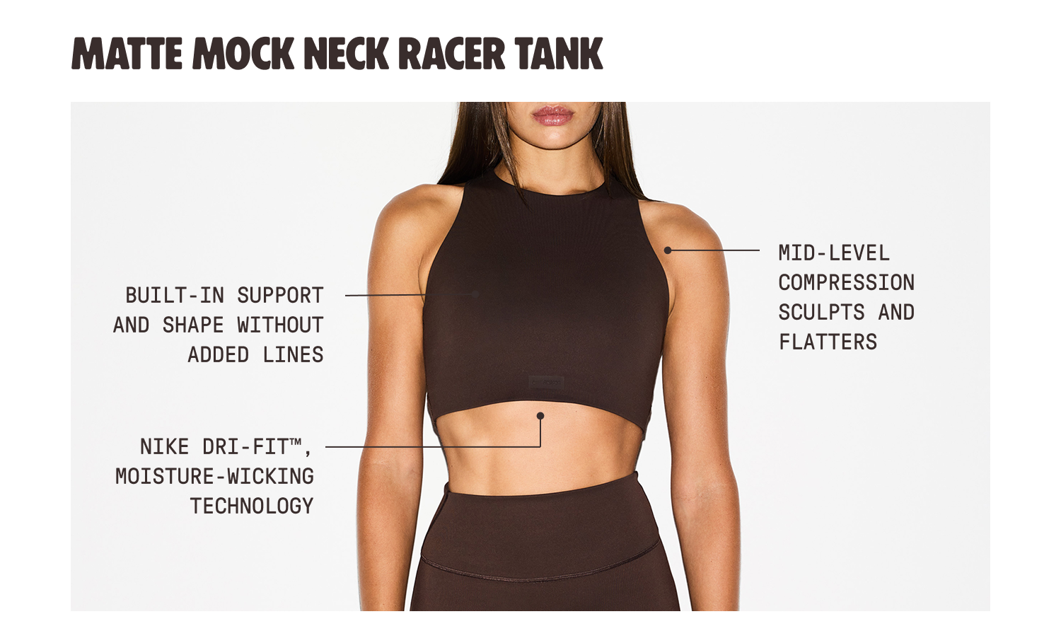 MATTE MOCK NECK RACER TANK