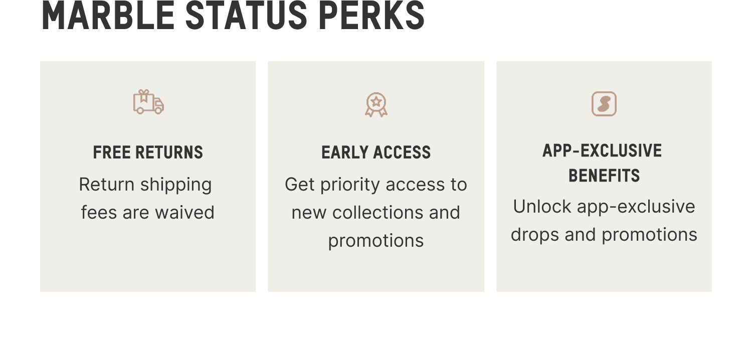 MARBLE STATUS PERKS