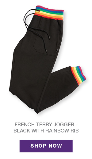 French Terry Jogger - Black with Rainbow Rib