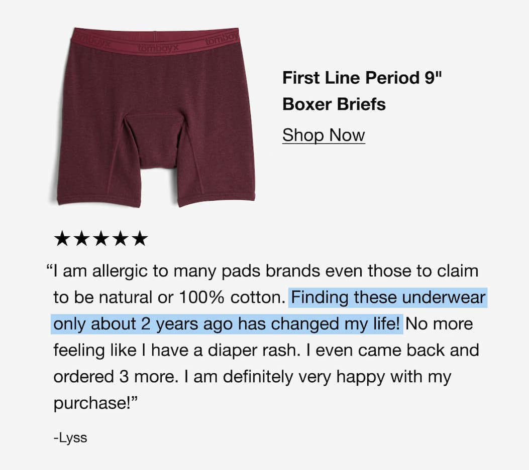 First Line Period 9" Boxer Briefs 