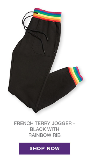 French Terry Jogger - Black with Rainbow Rib