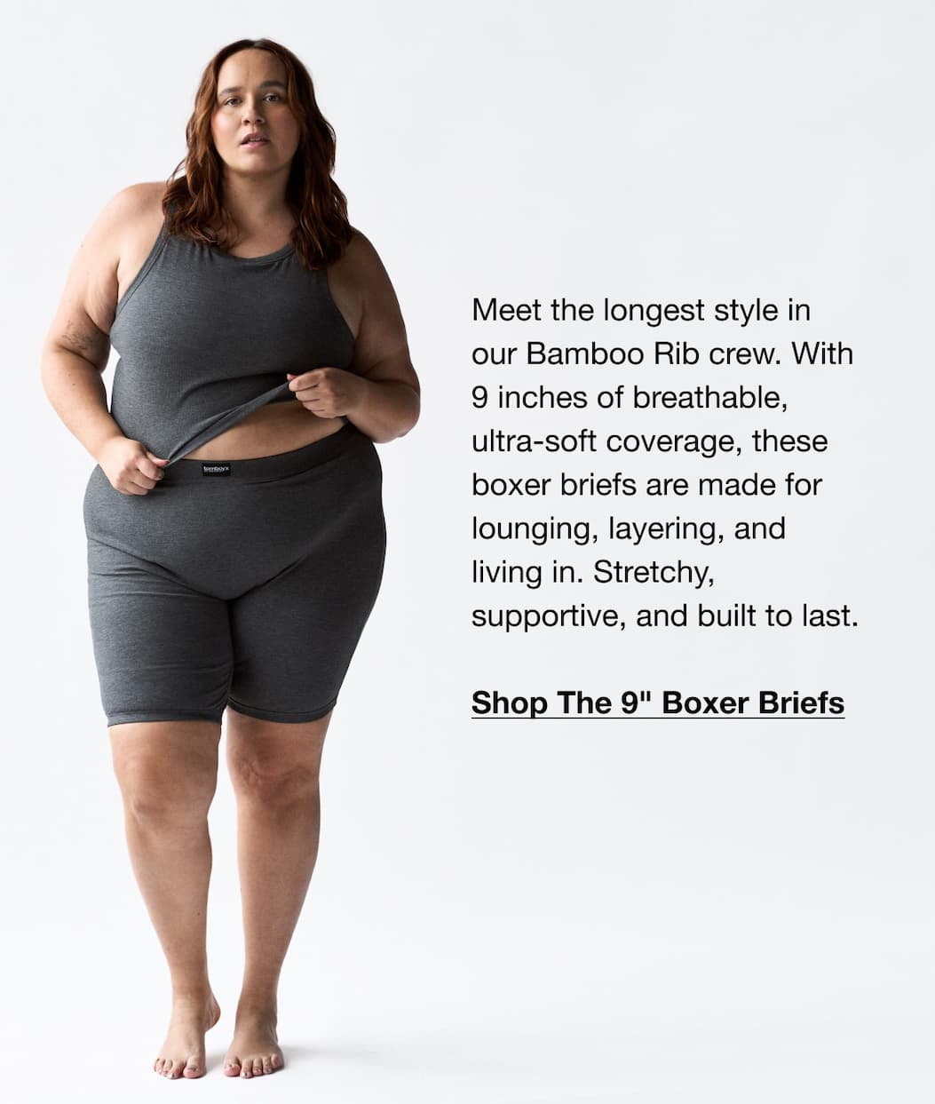 Bamboo Rib 9" Boxer Briefs