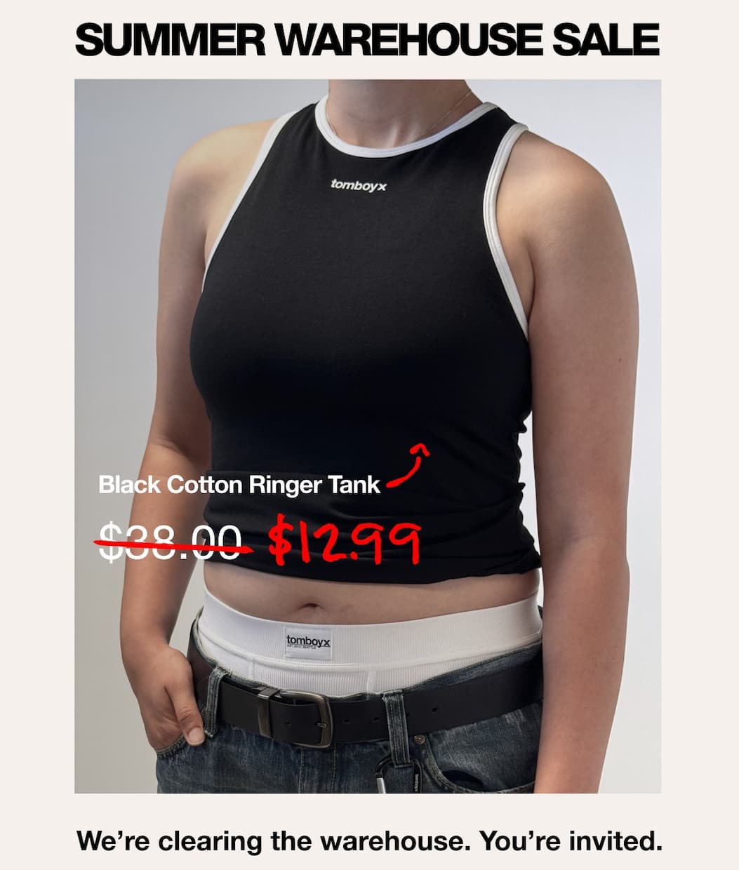 Warehouse Sale - Black Cotton Ringer Tank