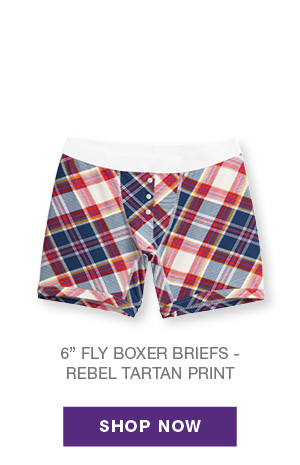 Six-inch Fly Boxer Briefs - Rebel Tartan Print