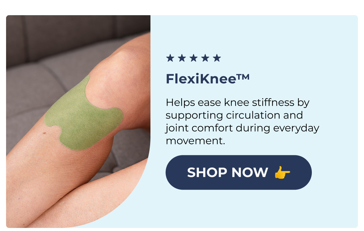 FlexiKnee™ Helps ease knee stiffness by supporting circulation and joint comfort during everyday movement. Shop Now