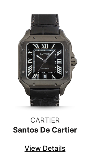 Pre-owned Santos de Cartier WSSA0039 Large Black Steel Model