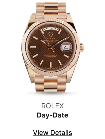 Pre-Owned Rolex Day Date 40 Ref 228235 Chocolate Diagonal Motif Dial