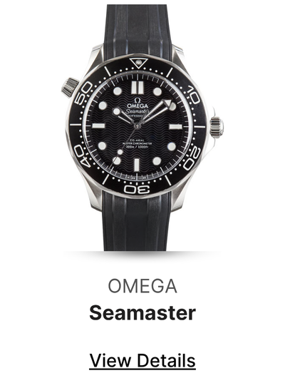 Pre-Owned Black Wave Dial Omega Seamaster Diver 300M Steel on Rubber