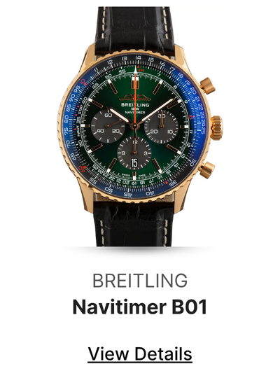 Pre-Owned 18k Red Gold Breitling Navitimer B01 Chronograph 46 Green Dial