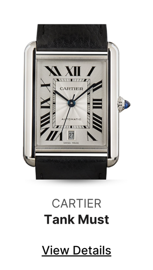 Pre-Owned Steel on Leather Cartier Tank Must WSTA0040 Extra Large Model