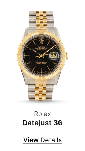 Used Thunderbird Rolex Datejust 36 Ref 16263 Black Dial
