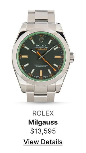 Pre-Owned Rolex Milgauss Green Crystal Black Dial Ref 116400