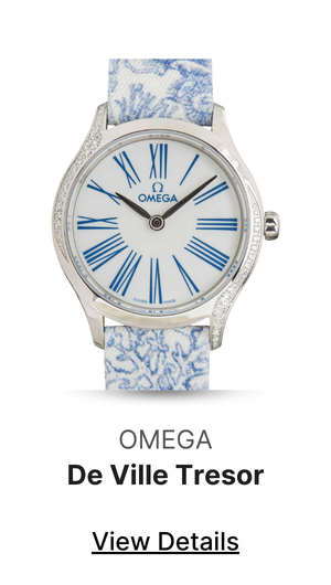 Omega De Ville Mini Tresor Steel on Blue Toile de Jouy