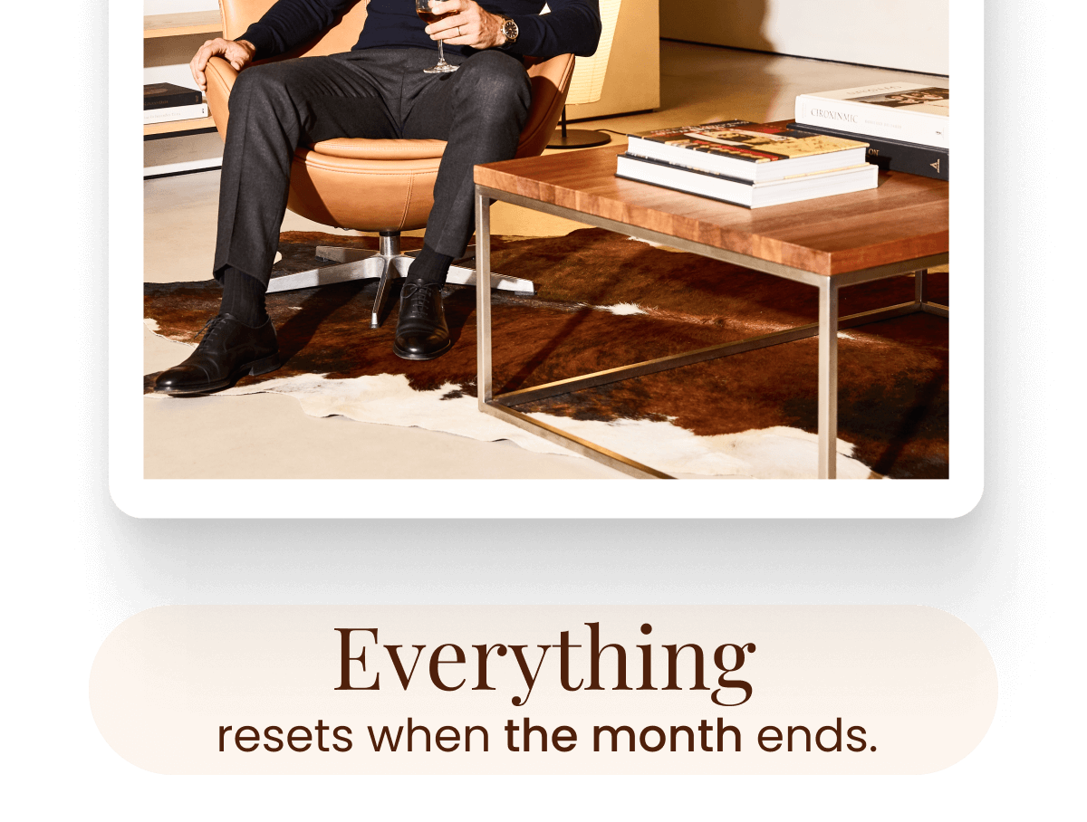 Everything resets when the month ends