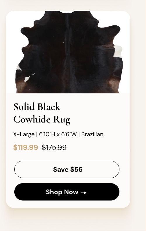 Solid Black Cowhide Rug