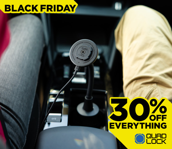 Quad Lock Cup Holder Mount and MAG Wireless Charging Head links to What's New collection