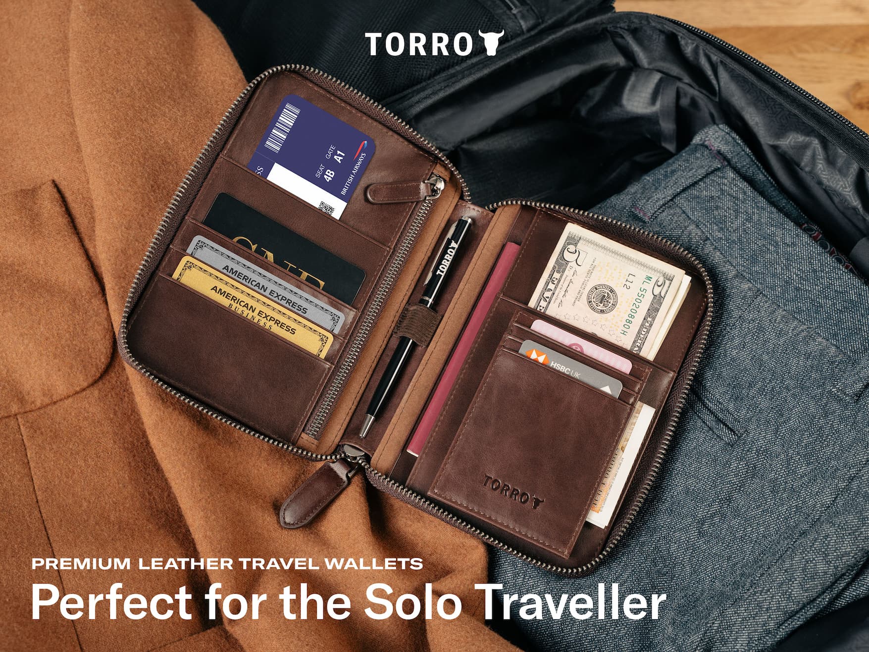 TORRO Premium Leather Travel Wallets - Perfect for the Solo Traveller