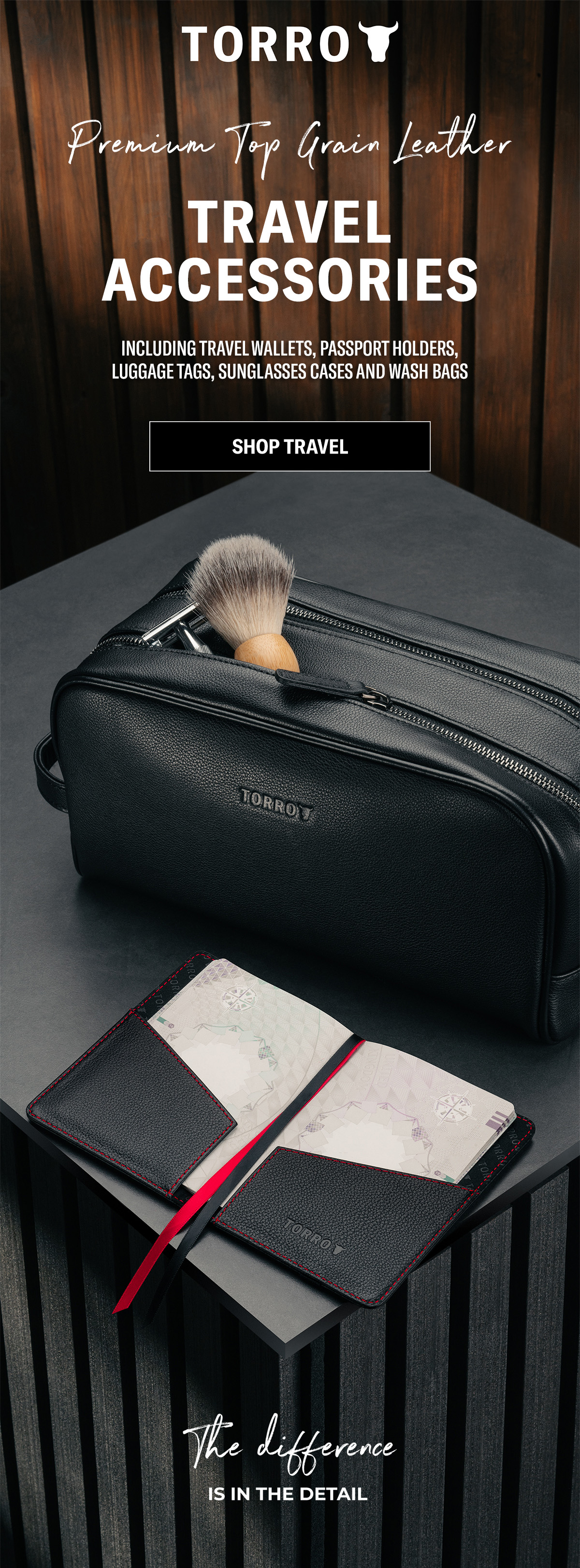 Premium Top Grain Leather Travel Accessories including Travel Wallets, Passport Holders, Luggage Tags, Sunglasses Cases and Wash Bags