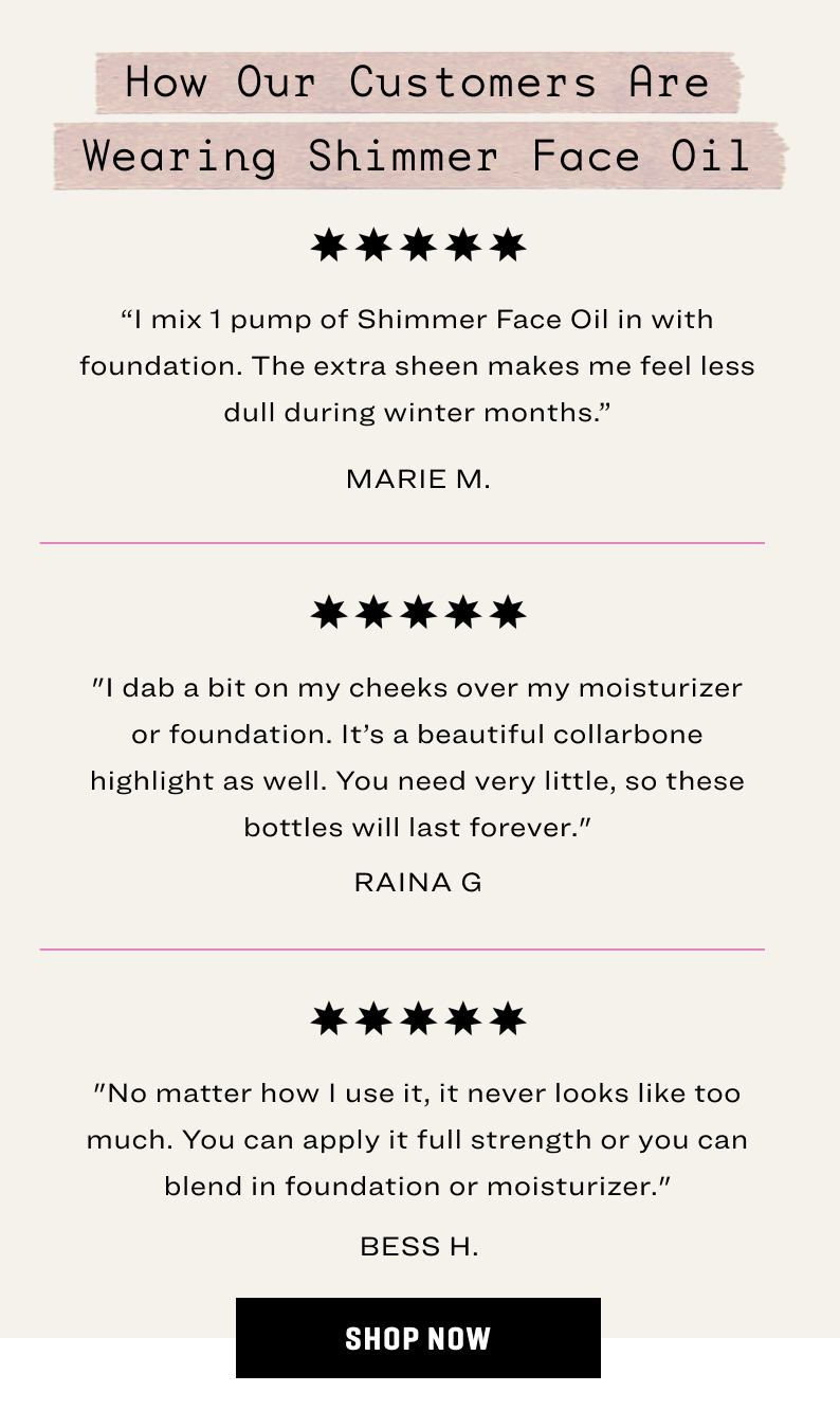 Shimmer Face Oil subtle glow in a bottle Jones Road Beauty