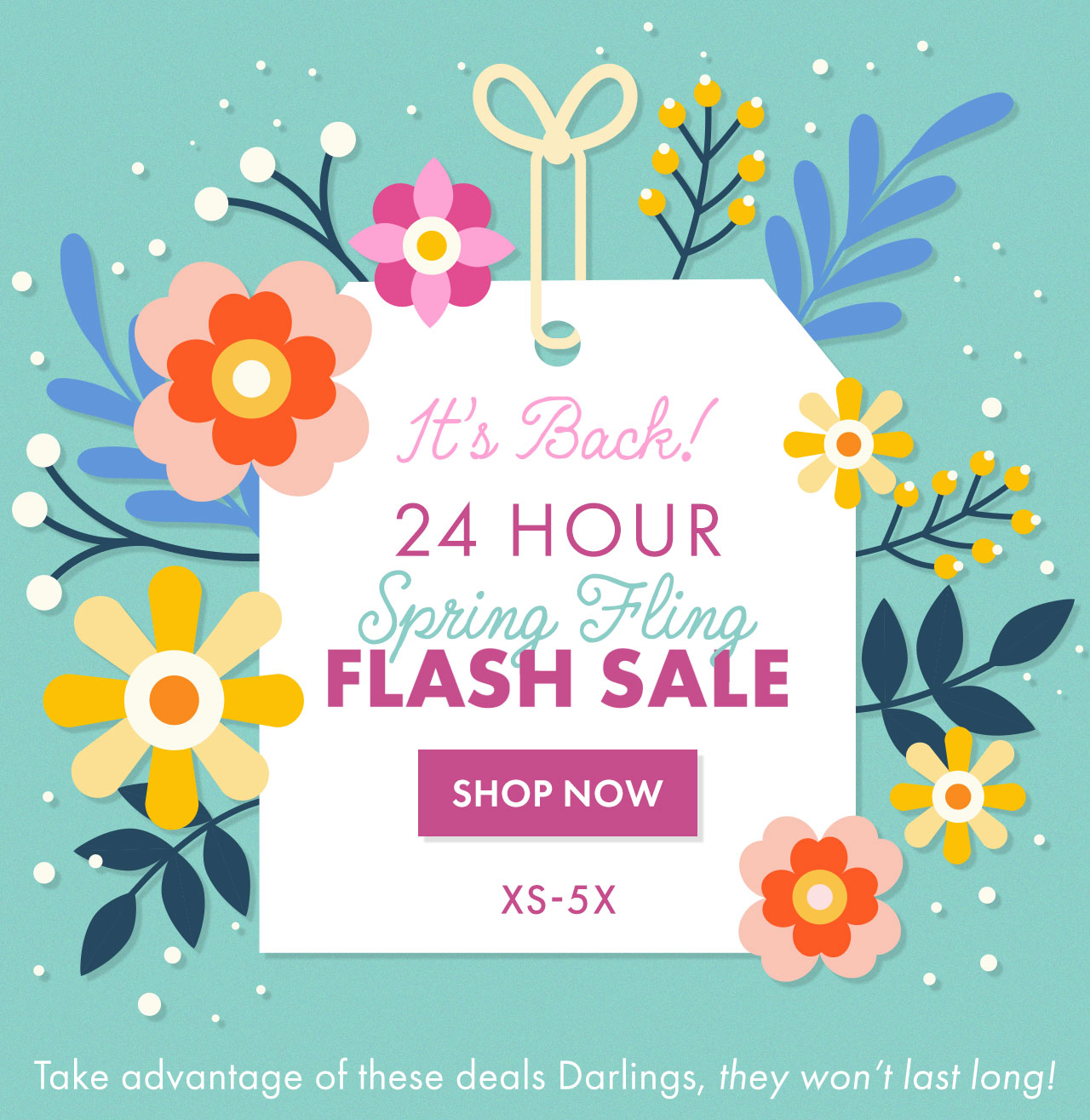 It's Back! 24 Hour Spring Fling Flash Sale | SHOP NOW