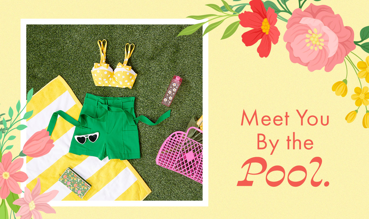 Image of Unique Vintage Yellow & White Polka Dot Bowed Over Swim Top