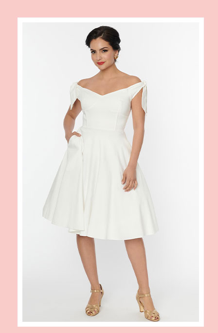 Image of Unique Vintage Off White Prairie Swing Dress