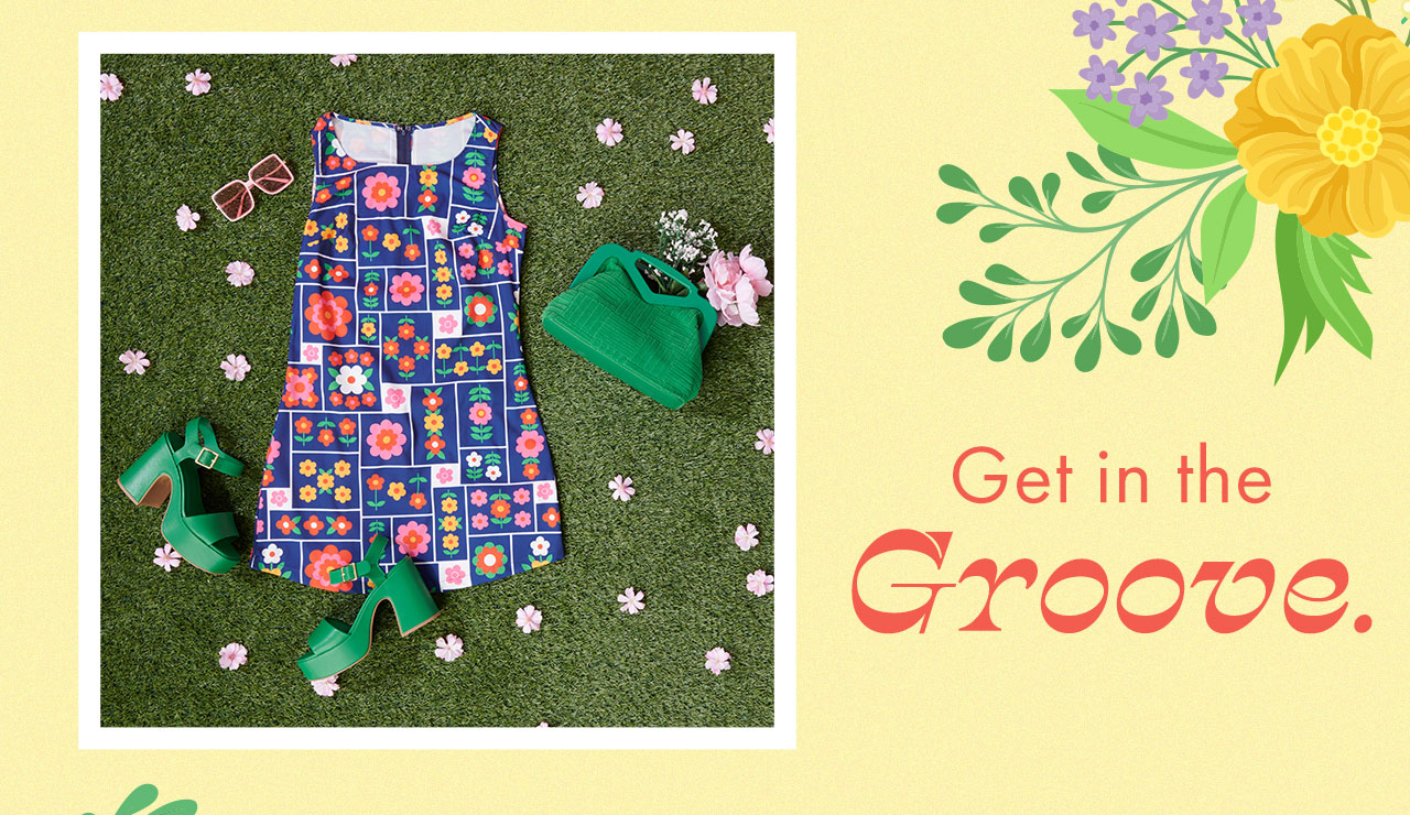 Image of Smak Parlour Navy & Floral Wallpaper Sleeveless Mini Dress