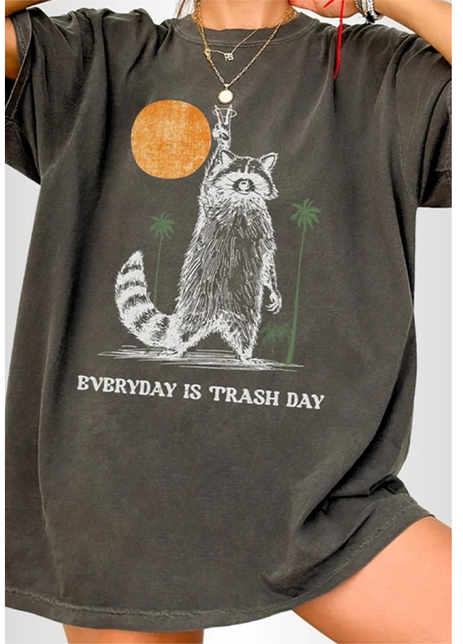Charcoal Trash Day Raccoon Graphic Tee